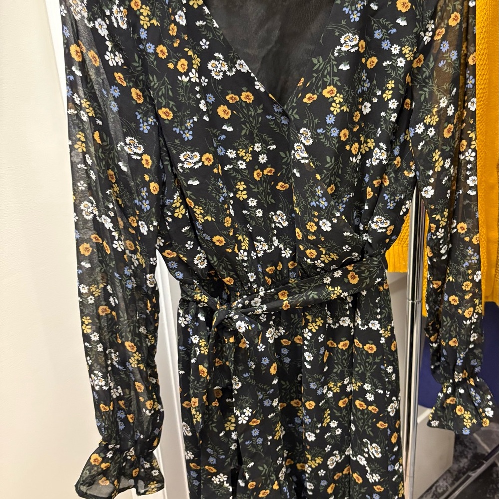 RW&CO. Floral Black Dress